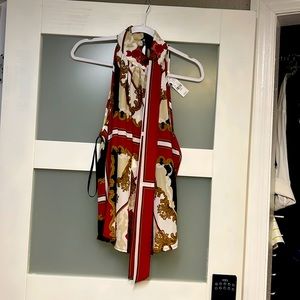 Sleeveless top with ribbon Ty concept rich burgundy red color